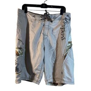 Red sand Shorts Swim Trunks Tan Camo Light Weight Size 34